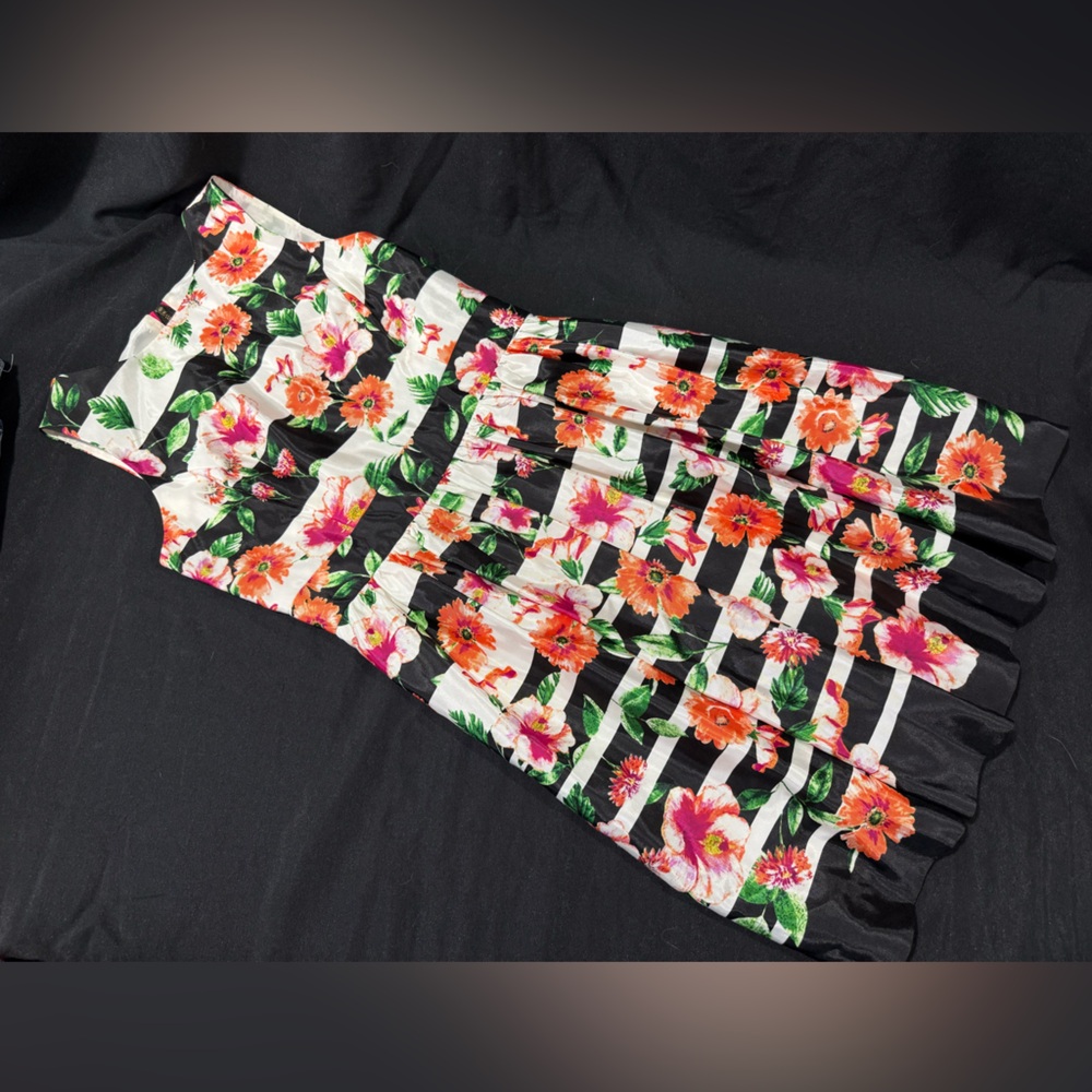 Saks Fifth Avenue Floral Midi Dress - B/W Stripes